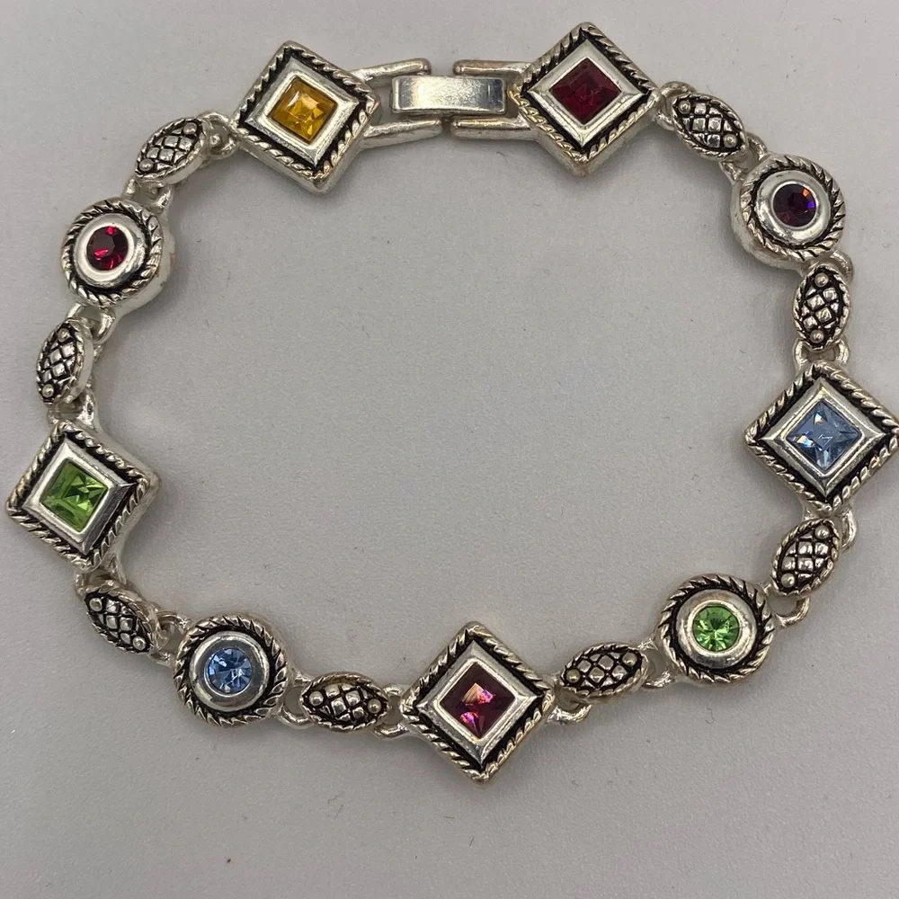 PREMIER DESIGNS Multi-Color Silver tone Rhinestone Bracelet